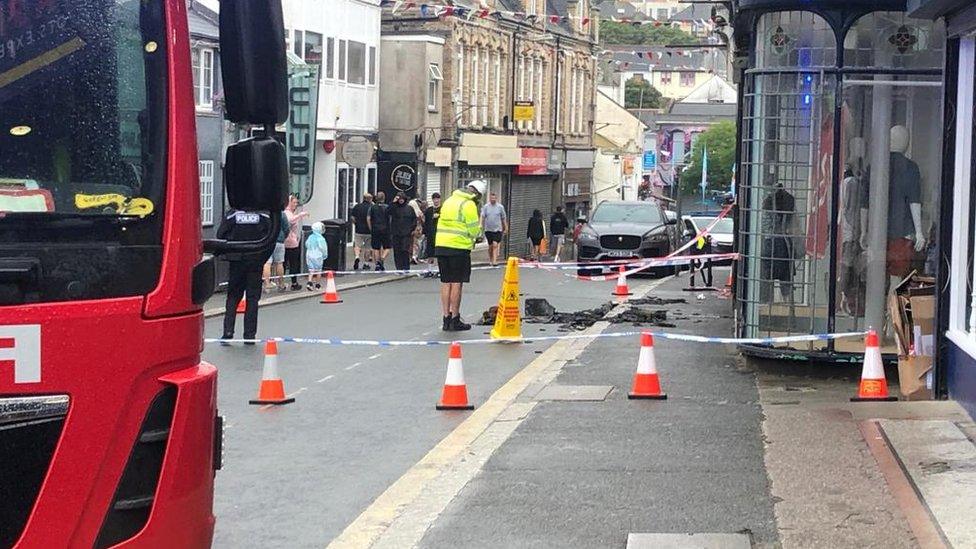 The scene in Fore Street, Newquay