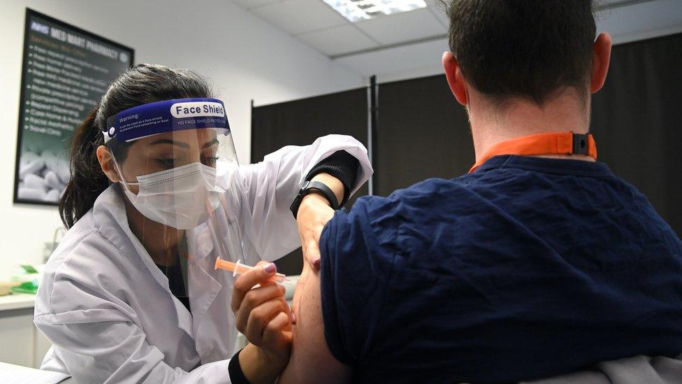 Man getting Covid vaccine