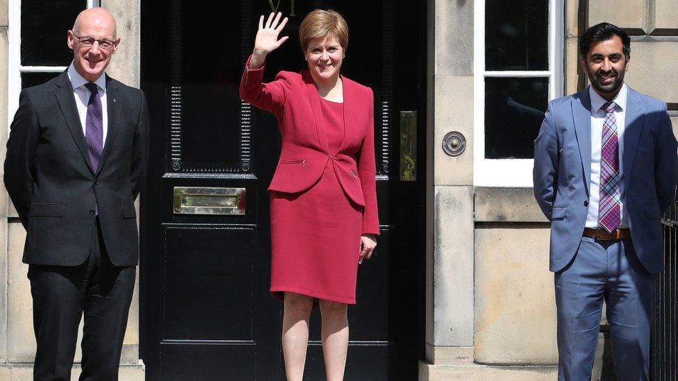 Nicola Sturgeon with John Swinney and Humza Yousaf