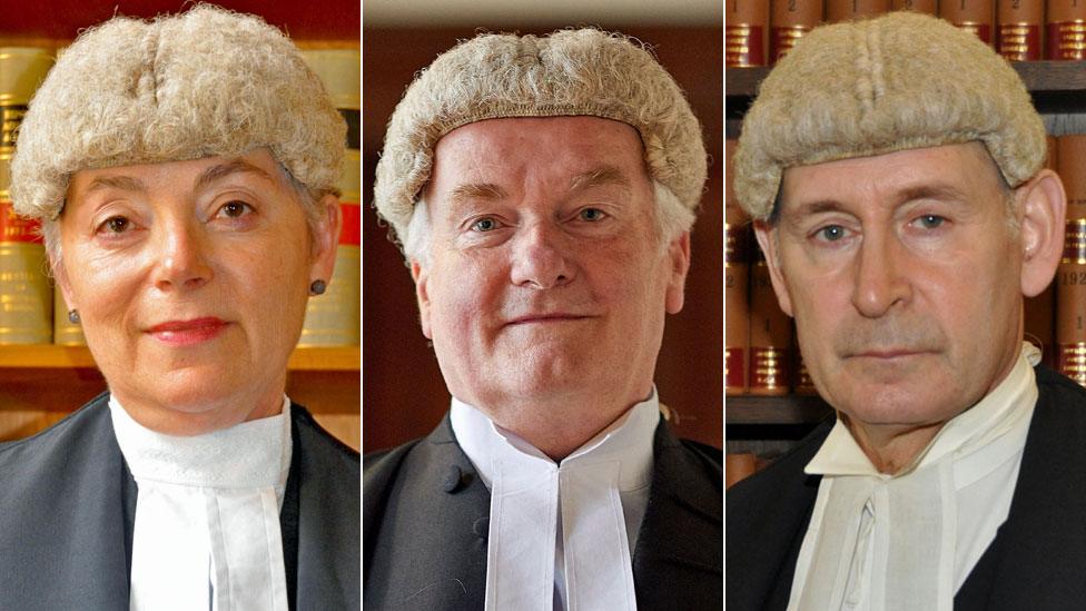 President of the Queen's Bench Division Dame Victoria Sharp, Lord Chief Justice Lord Burnett and Master of the Rolls Sir Terence Etherton (left to right)