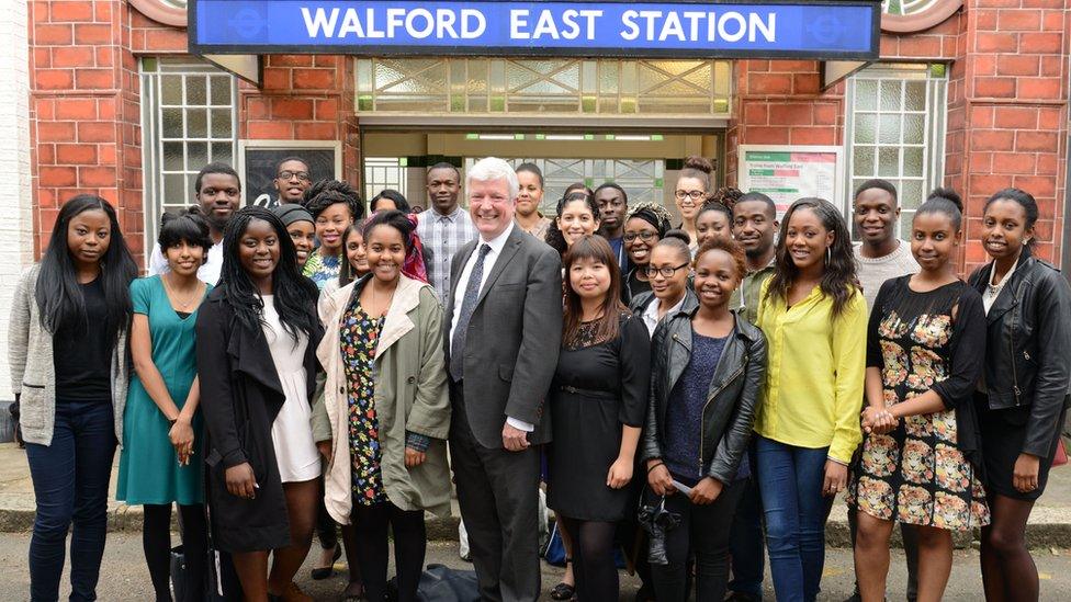 BBC Director General Tony Hall with members of Creative Access, the charity that helps to tackle the under-representation of ethnic minorities in the media