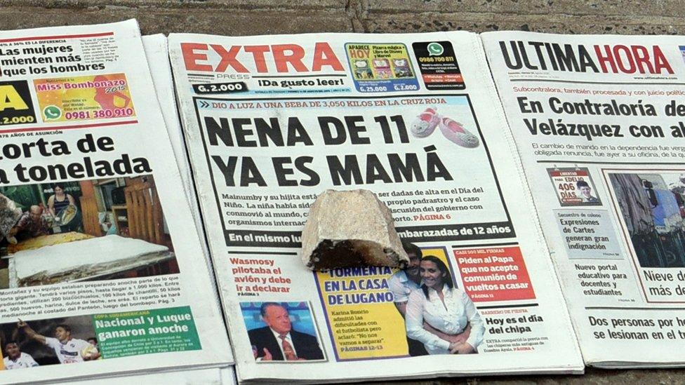 Newspaper headline reads 'Girl of 11 is already a mother'