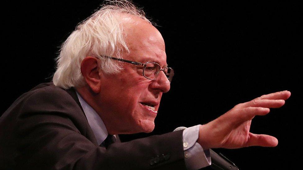 Bernie Sanders speaks at a rally in New York City