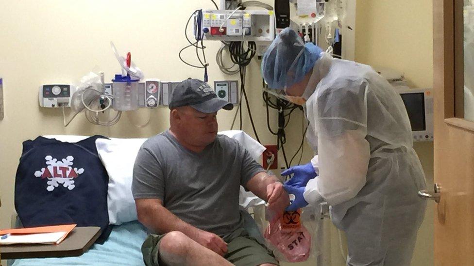 Brian in hospital receiving treatment