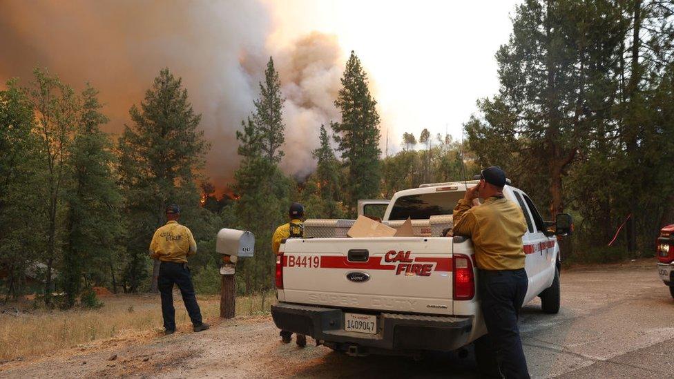 Fire blazing in California