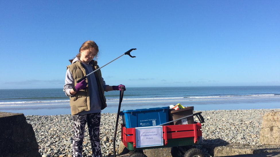 Skye litte rpicking on the beach