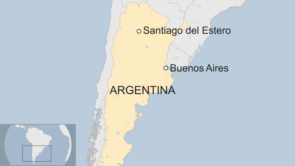 Map of Argentina showing Buenos Aires and Santiago del Estero