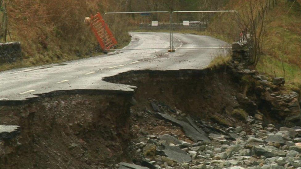 Part of the A591 washed away by Storm Desmond