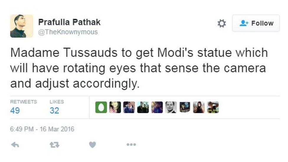 Madame Tussauds to get Modi's statue which will have rotating eyes that sense the camera and adjust accordingly.