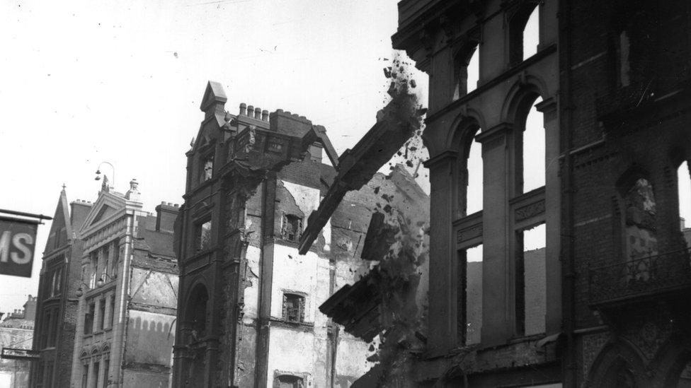 Part of a building in Dublin collapses during the 1916 Easter Rising