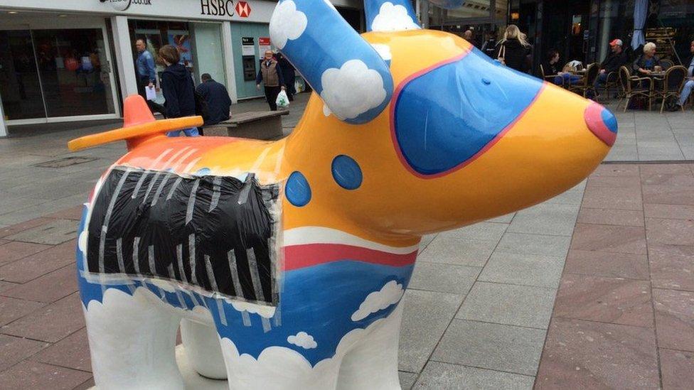 A damaged snowdog in Sunderland