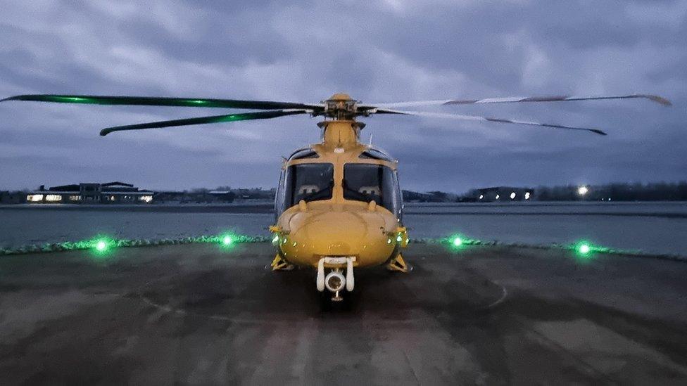 Dorset and Somerset Air Ambulance helicopter at Henstridge