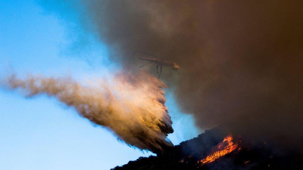 Helicopter in smoke