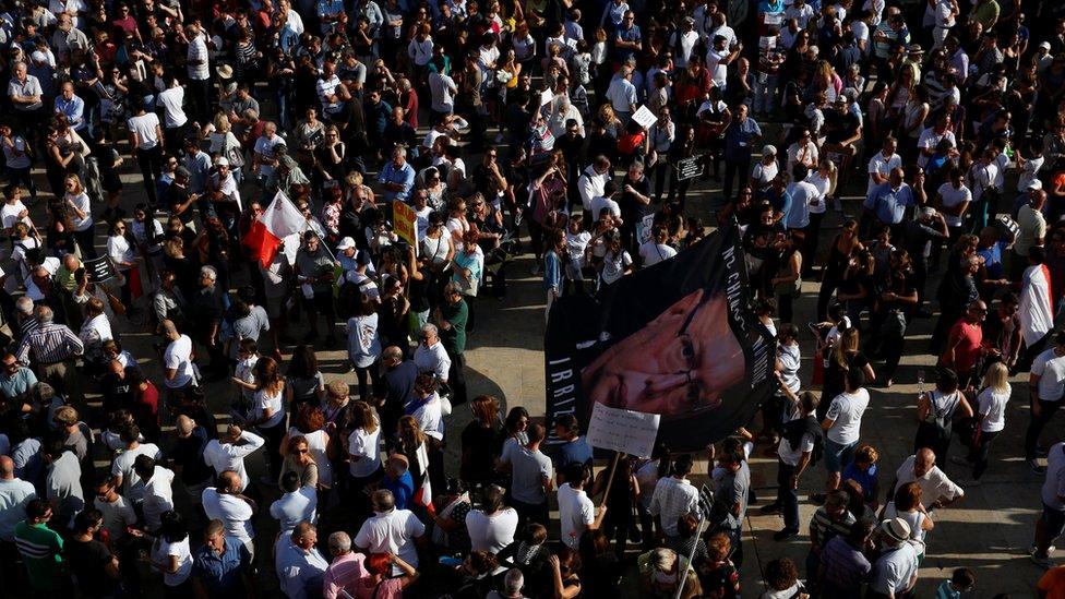 protesters seen from above