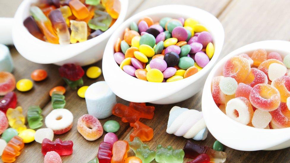 Sweets shown in bowls