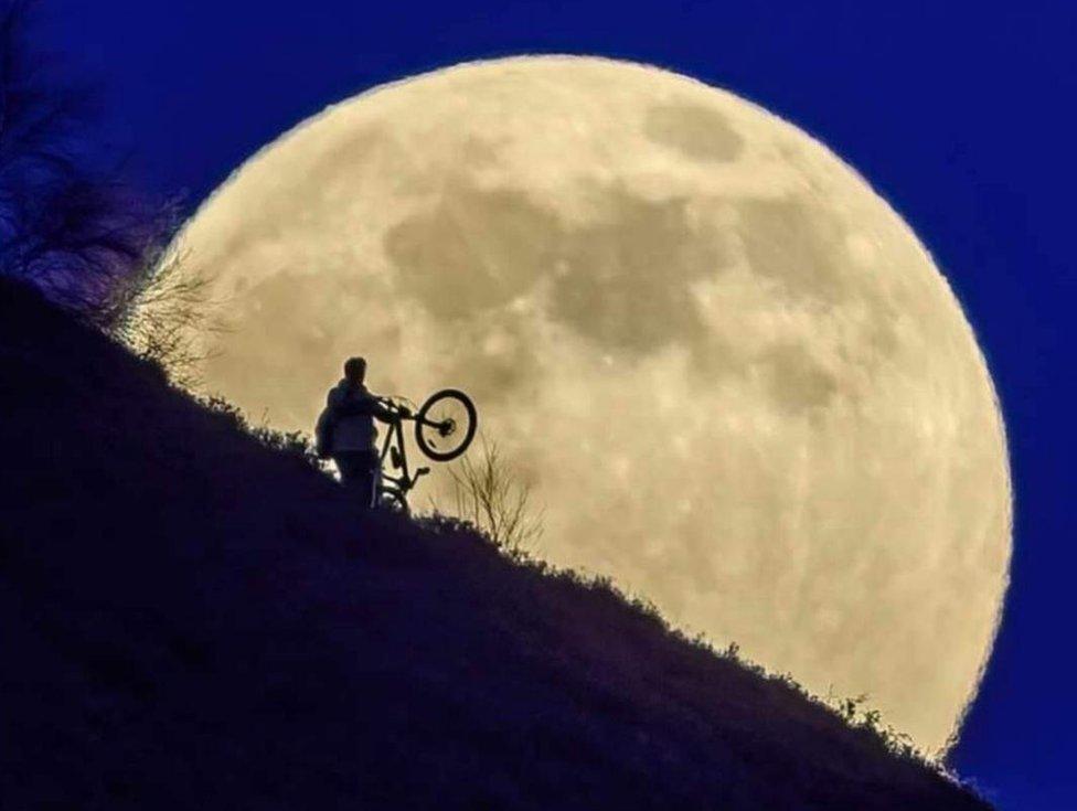 Full moon from Trealaw mountain, Tonypandy, Rhondda Cynon Taf