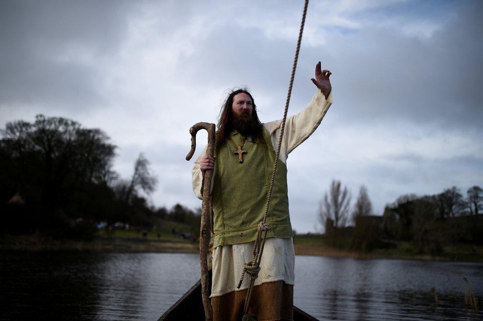 Saint Patrick arrives as the re-enactment of the first landing.