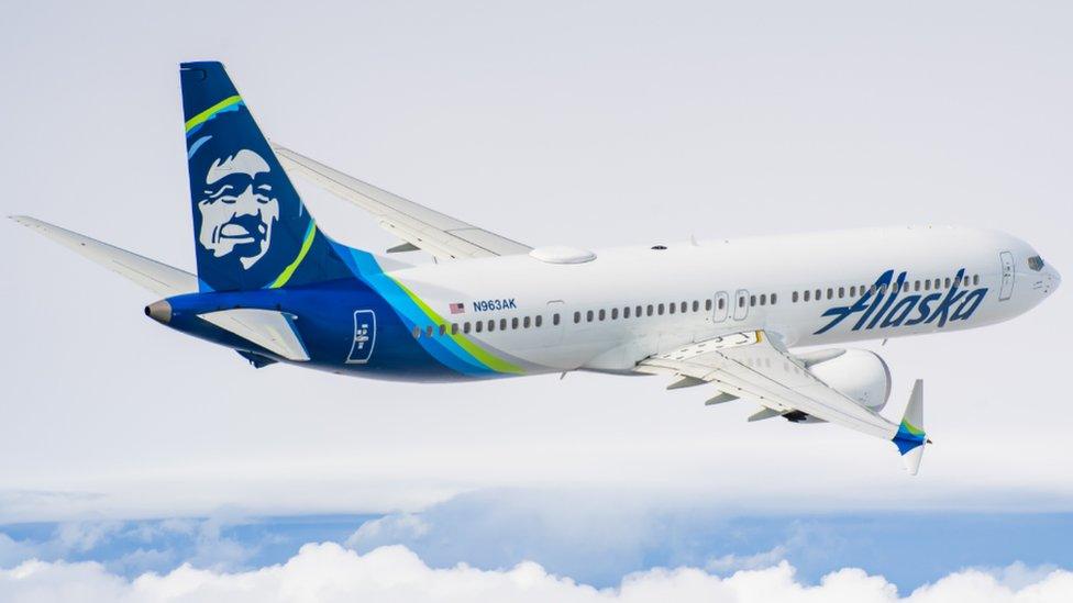 An Alaska Airlines 737-9 Max model