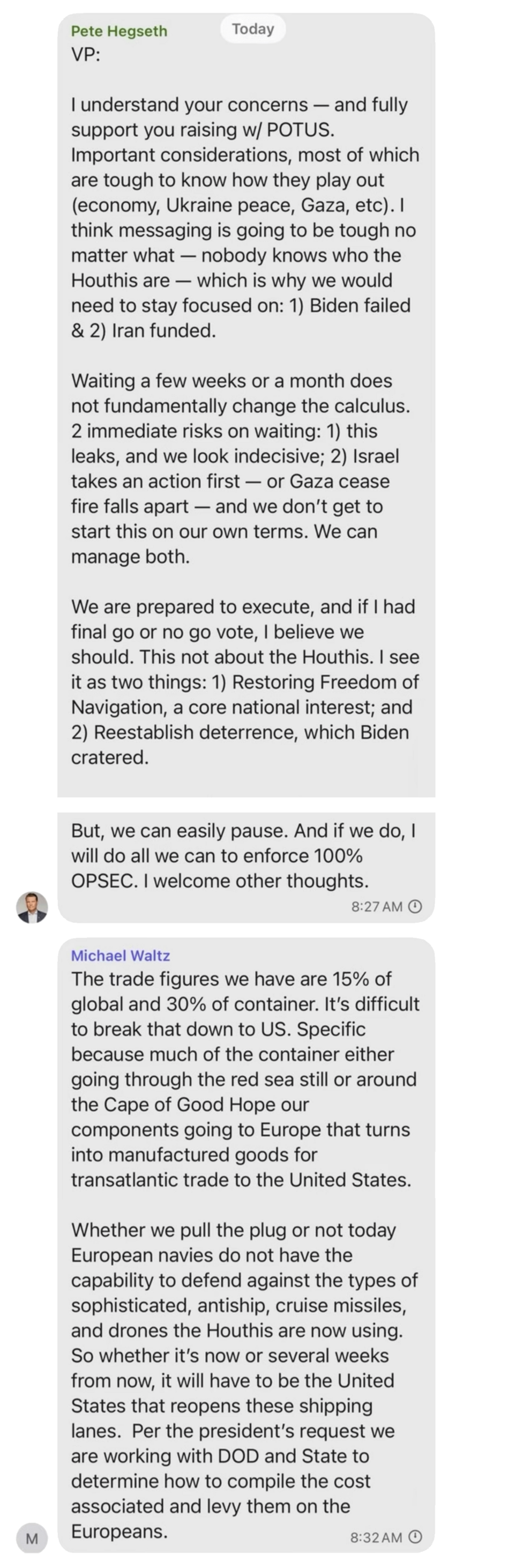 Read messages Trump officials exchanged on leaked Signal thread - BBC News