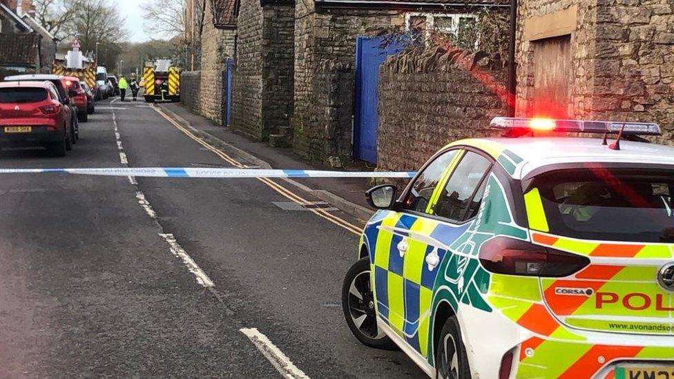 The police cordon near the scene of the fire