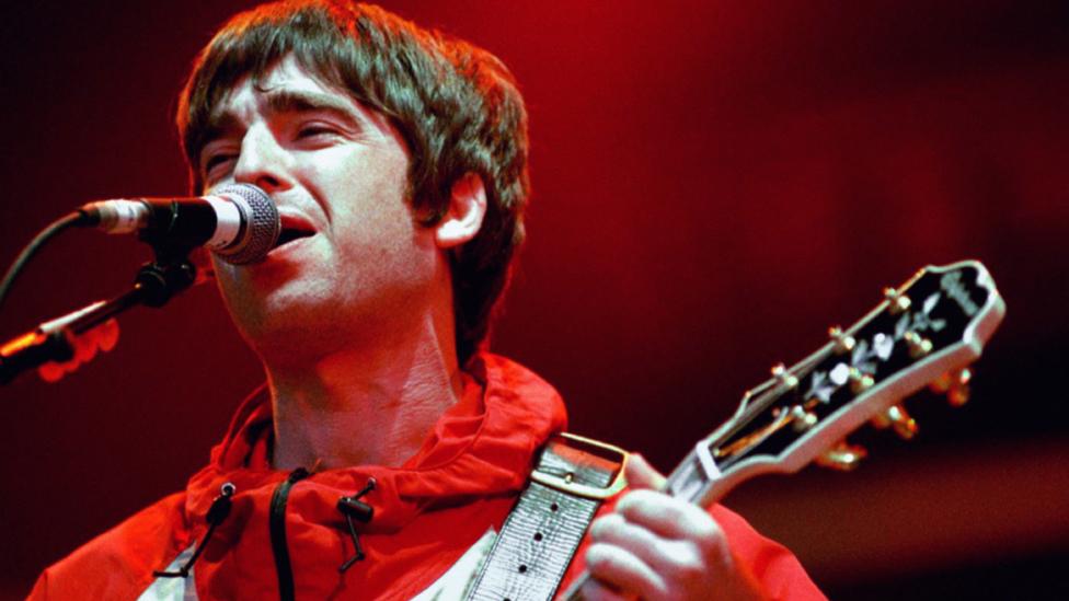 Noel Gallagher playing at Maine Road in 1996