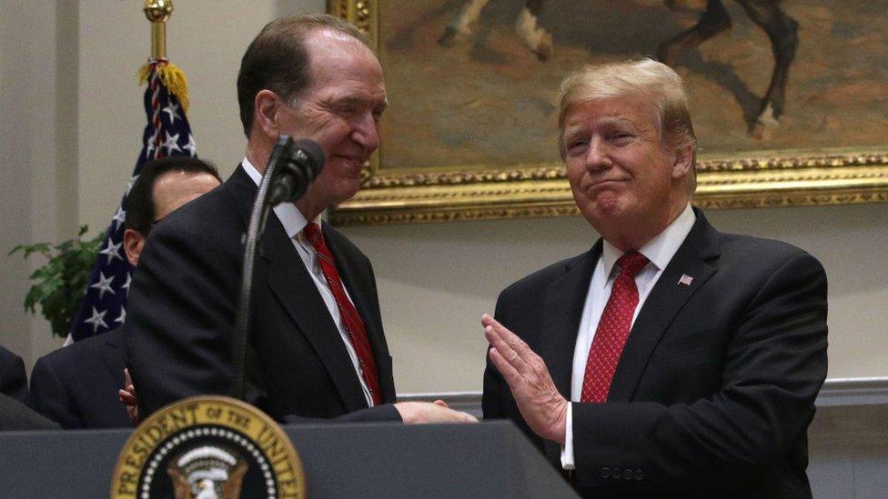 David Malpass and Donald Trump