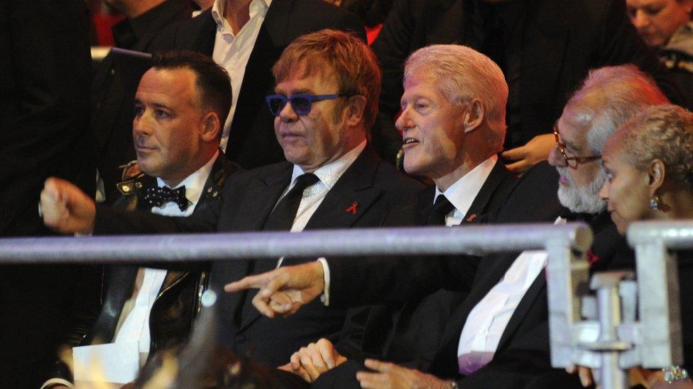 David Furnish, Elton John and Bill Clinton at the event