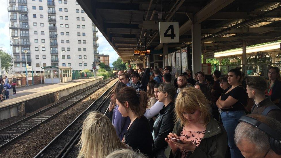 Crowds at Cardiff Queen Street station