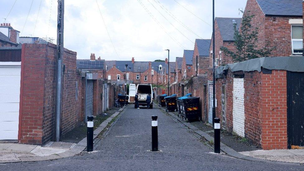 Bollards at the back Wingrove Road at its junction with Severus Road