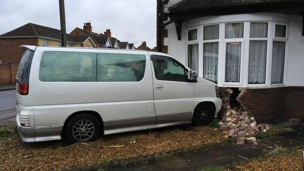 People carrier in house, Silverwood Road, Peterborough