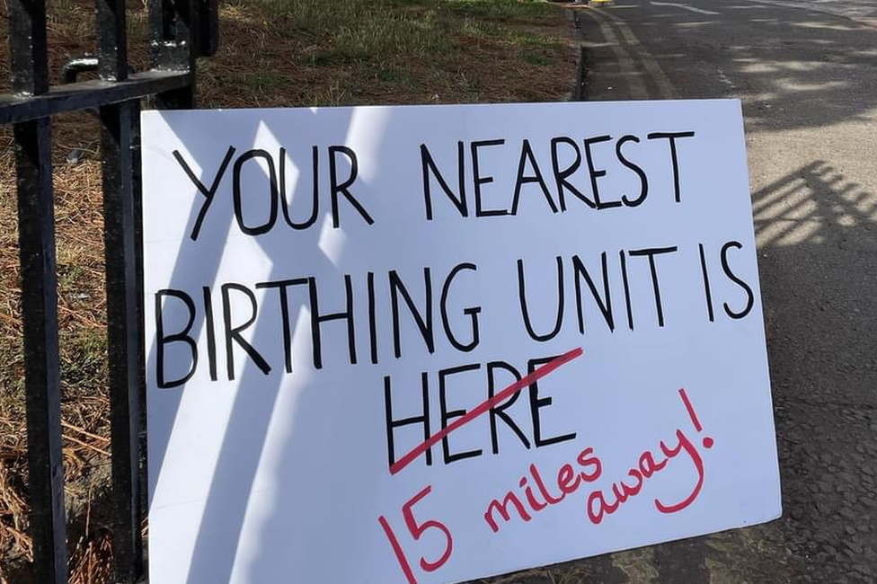 A protest sign at St Peter's Hospital in Maldon