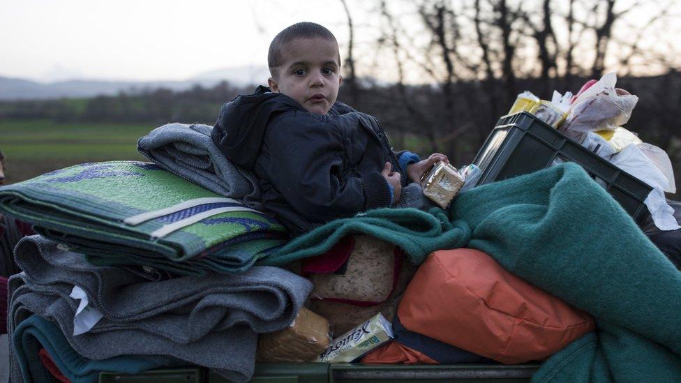 Young boy at the Greek-Macedonia border