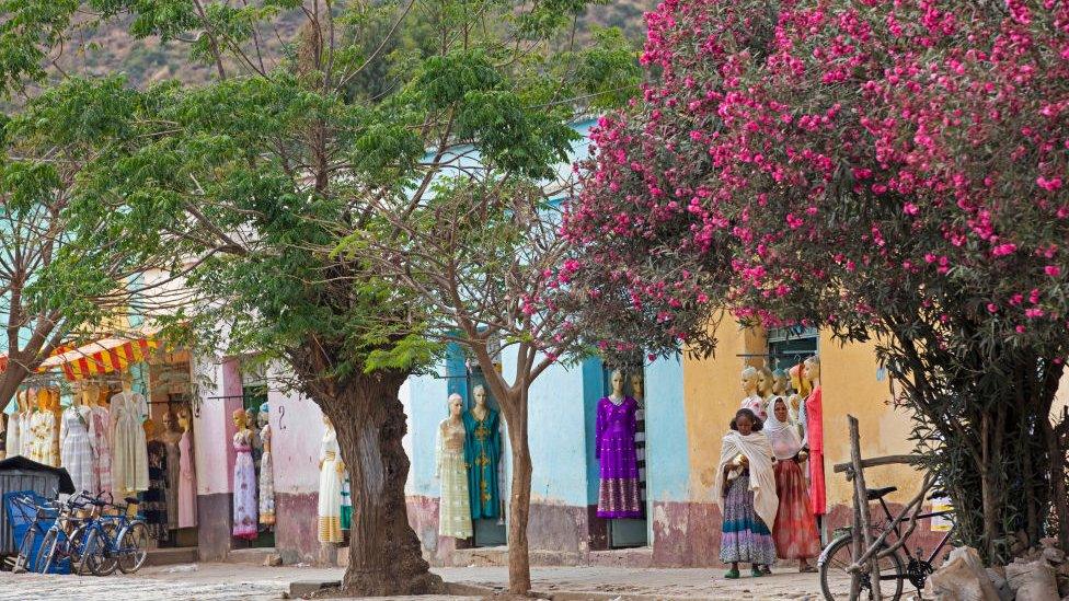 Shops on a street in Aksum