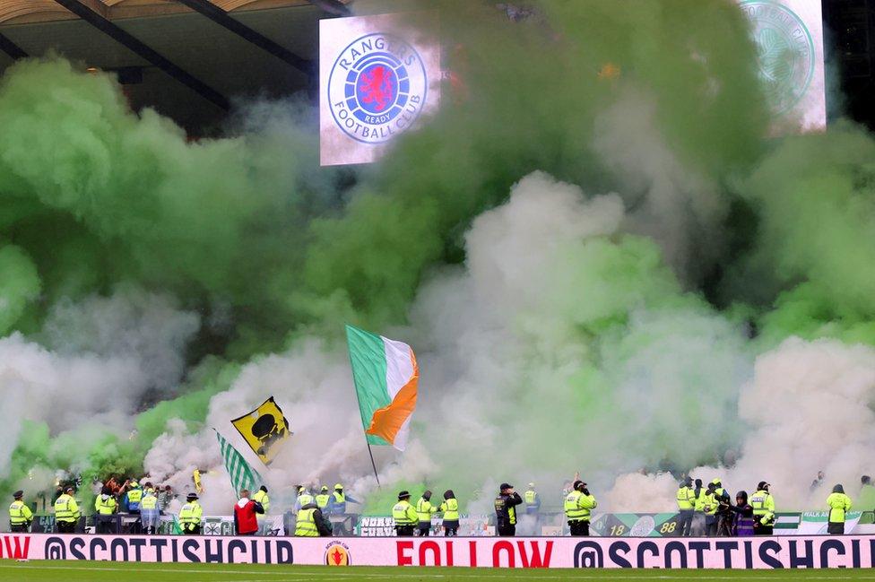 Celtic fans let off flares