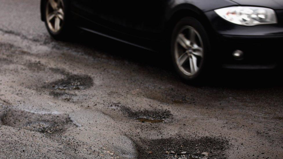 Potholes in a UK road