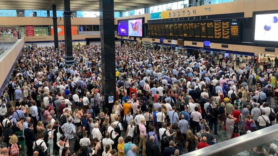 Crowds at Euston station in London