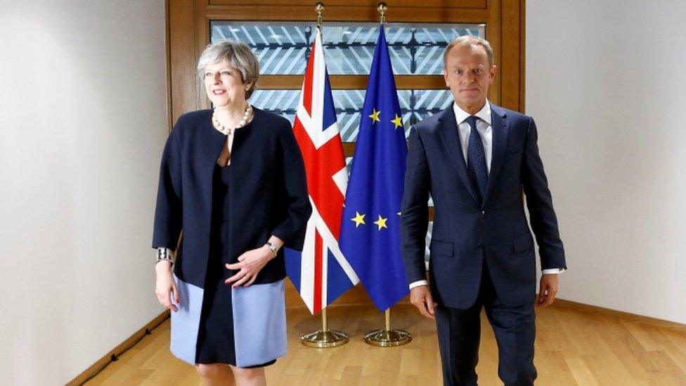 Theresa May and Donald Tusk at the summit