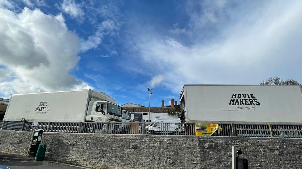 Films crews at Dorchester Prison