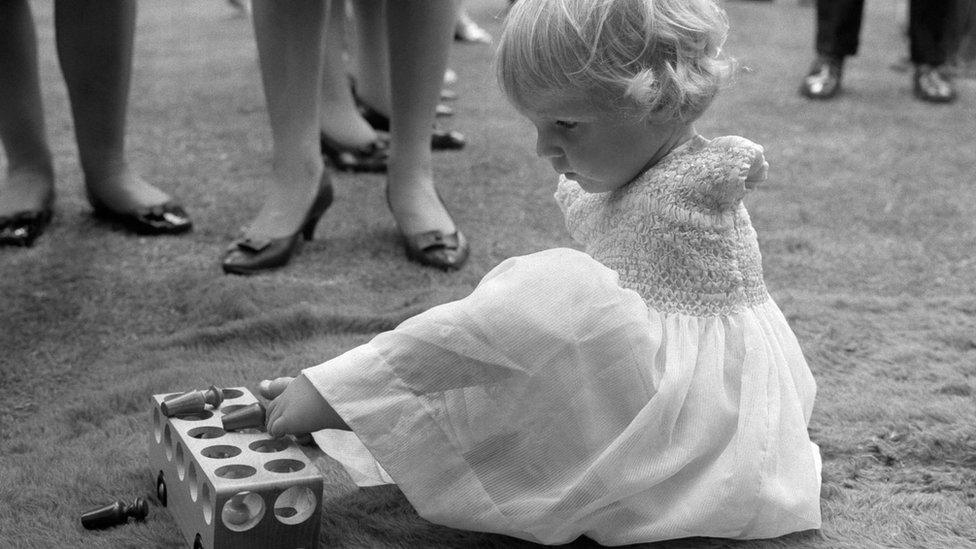 Phillipa Bradbourne, a Thalidomide baby born without arms at a 1963 party to mark the first anniversary of the Lady Hoare Thalidomide Appeal.