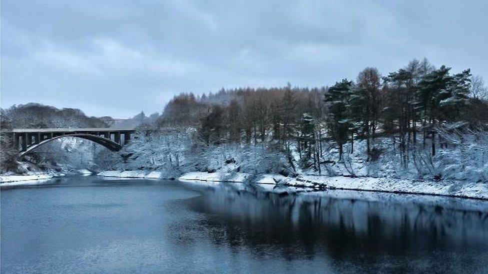 Snowy river bank