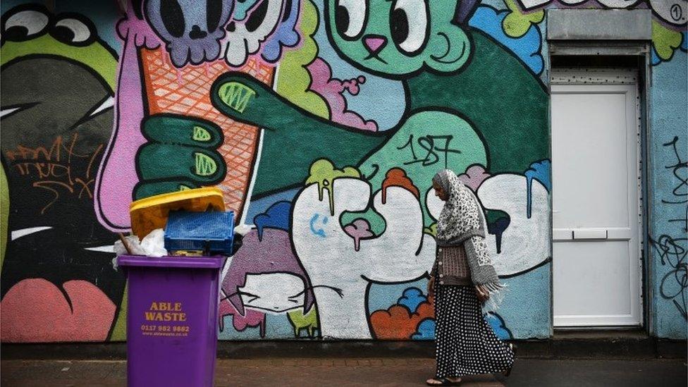 Muslim woman in Stokes Croft Bristol