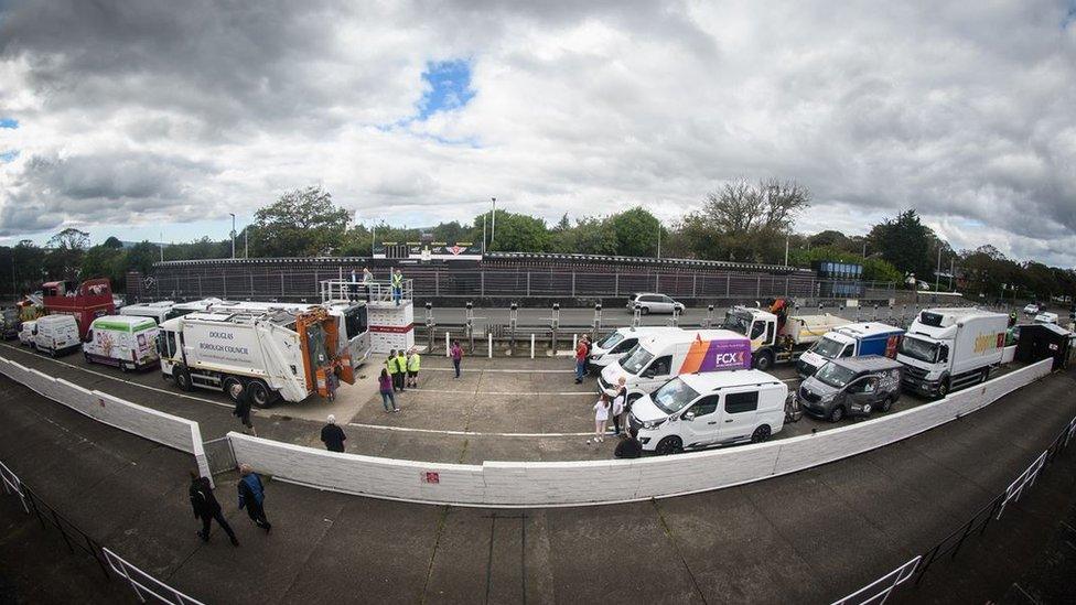 Vehicles from key organisations lined up at the grandstand