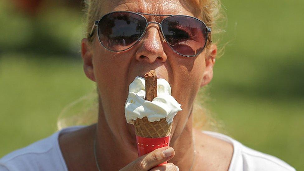 Woman eating ice cream