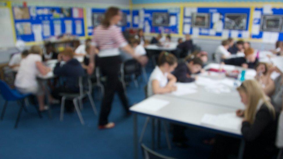 Teacher and pupils in a classroom