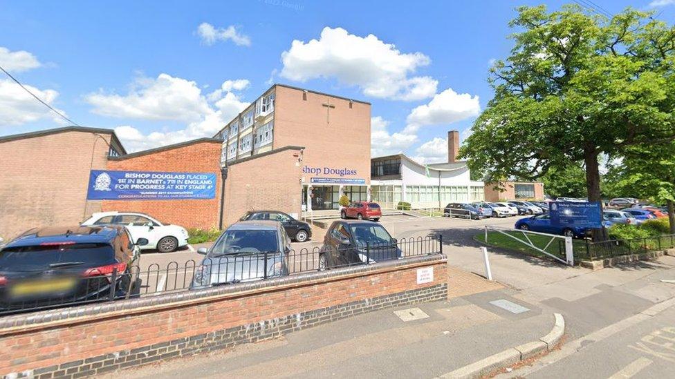 Exterior view of Bishop Douglass Catholic School in Finchley