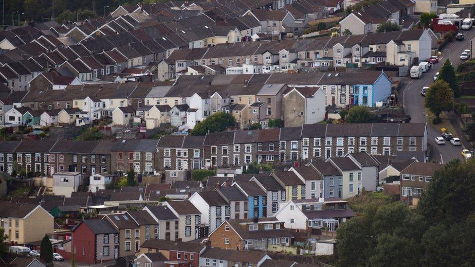 Houses in the Rhondda valley