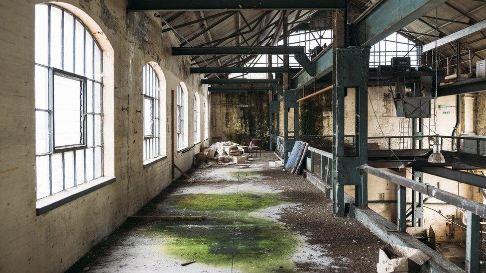 Derelict factory before development