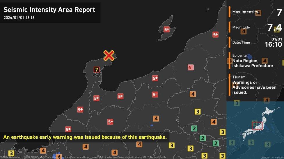 Earthquake alerts by NERV on 1 January.