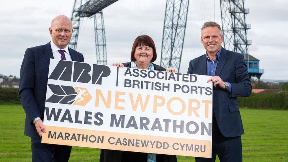 (from left to right) Matthew Kennerly, ABP Regional Director, Debbie Wilcox leader of Newport City Council, Matt Newman, Chief Executive, Run 4 Wales.