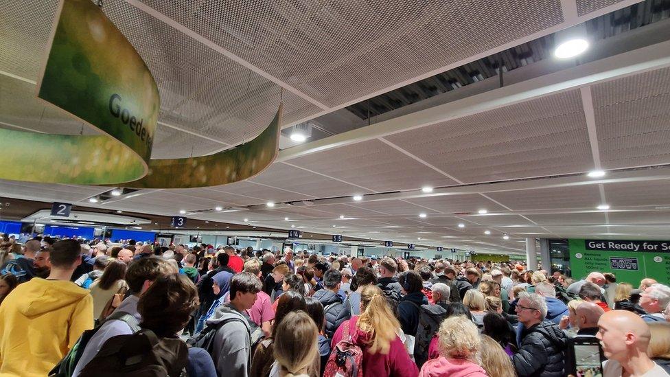 Queues at Bristol Airport